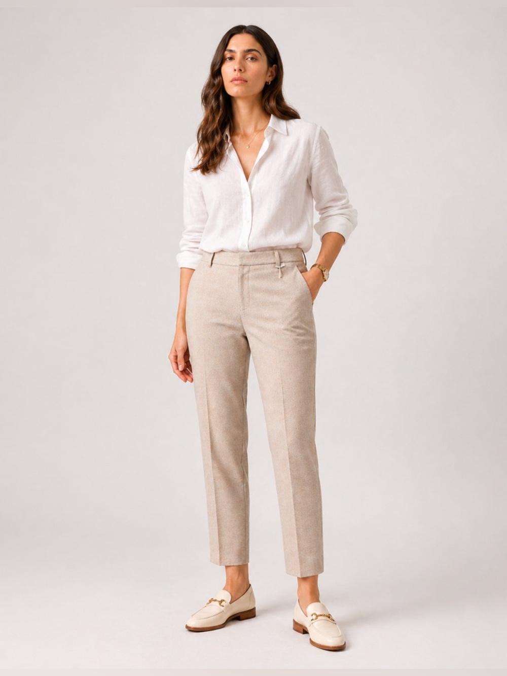 Closed Sonnett Wool Blend Tailored Pants Size 27 Beige Cropped Trouser NWT